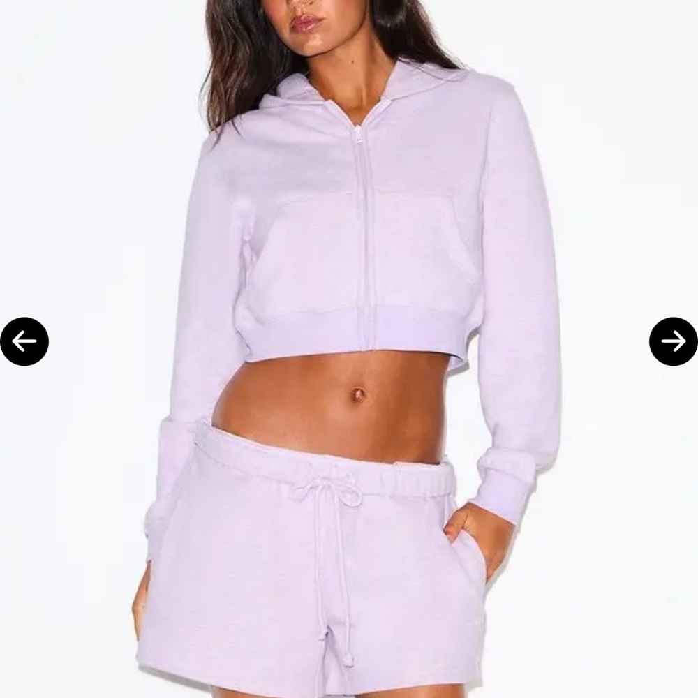 NWT SKIMS Lavender Cropped Hoodie and Shorts Set- Large shorts & Medium jacket*